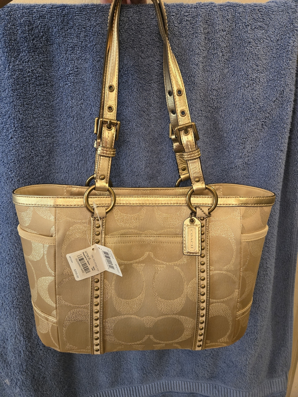Coach Metallic Gold Signature Tote Bag